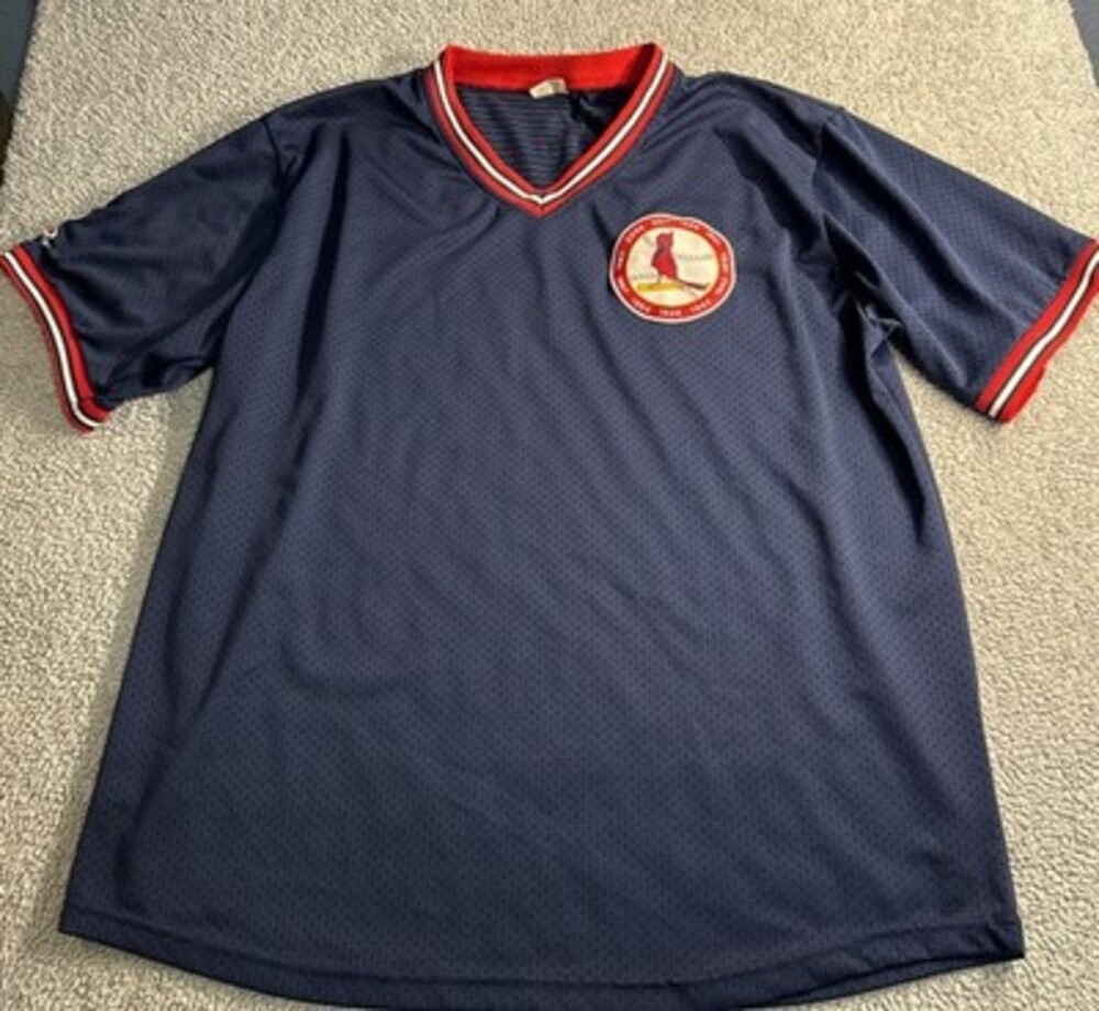 VTG-MLB-Size XL-STL CARDINALS Mesh Jersey Shirt-Blue/Red-Champs Logo